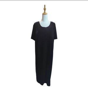 Vintage, Studio Ease,Classic Black Stretch Velvet Maxi Dress